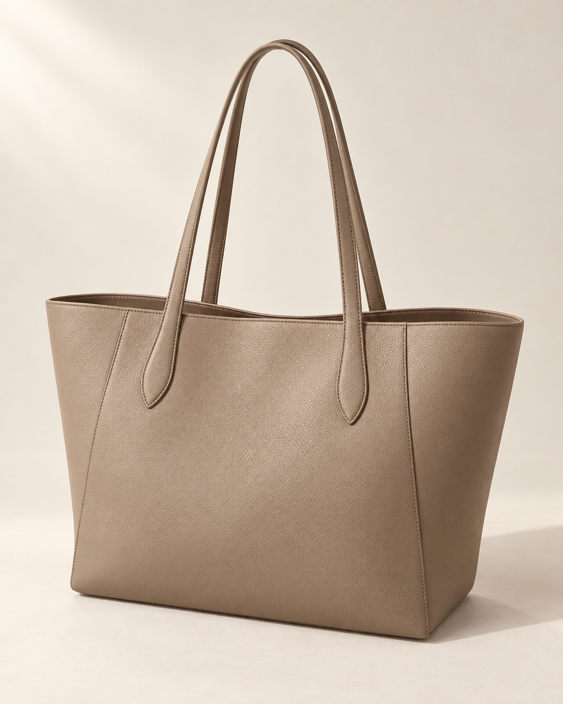 AI-generated taupe tote bag with two long handles